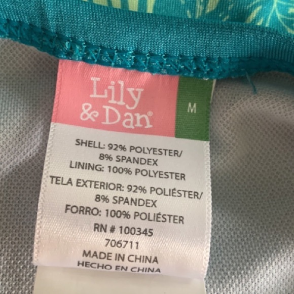 NWT Lily & Dan Girls 2 Piece Swim Set Medium Top & Bottom turquoise Tropical - Picture 5 of 7